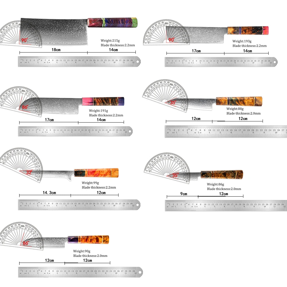 XITUO Damascus Steel Kitchen Knives Set – 1–7 Piece Kitchen Knife Set Qst