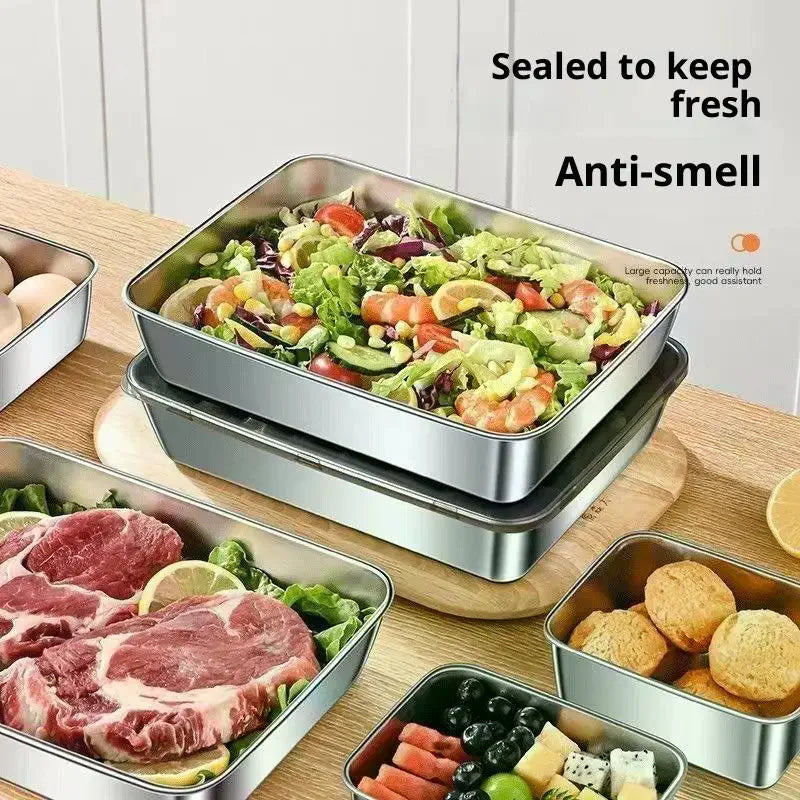 304 Stainless Steel Food Storage Boxes Set with Lids – 3 Pc Food Storage Containers Qme