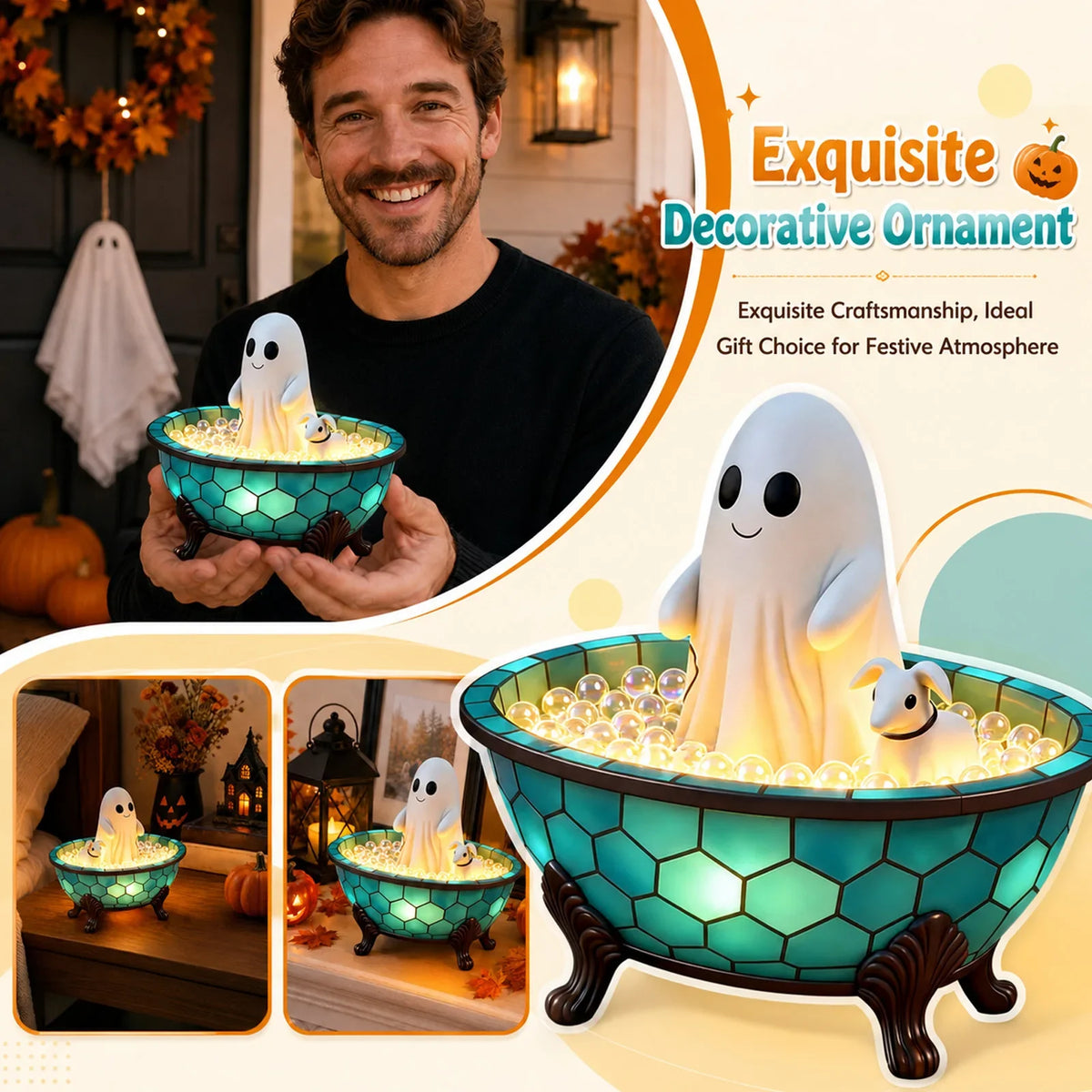 Halloween Bathtub Figurine Night Light – Cute Indoor Lamp Figurine Night Light Qme A One Size