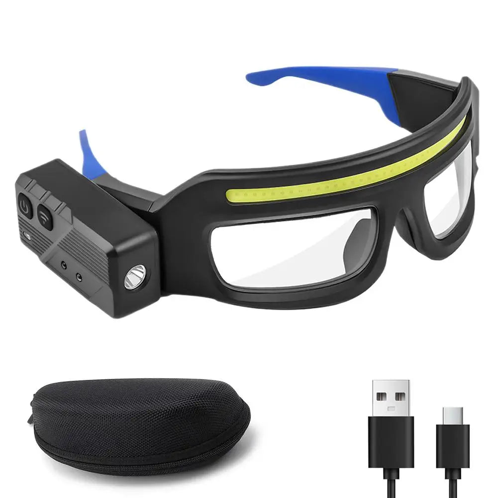Rechargeable LED Headlamp Glasses | Hands-Free Detachable Light LED Headlamp Glasses Qme B