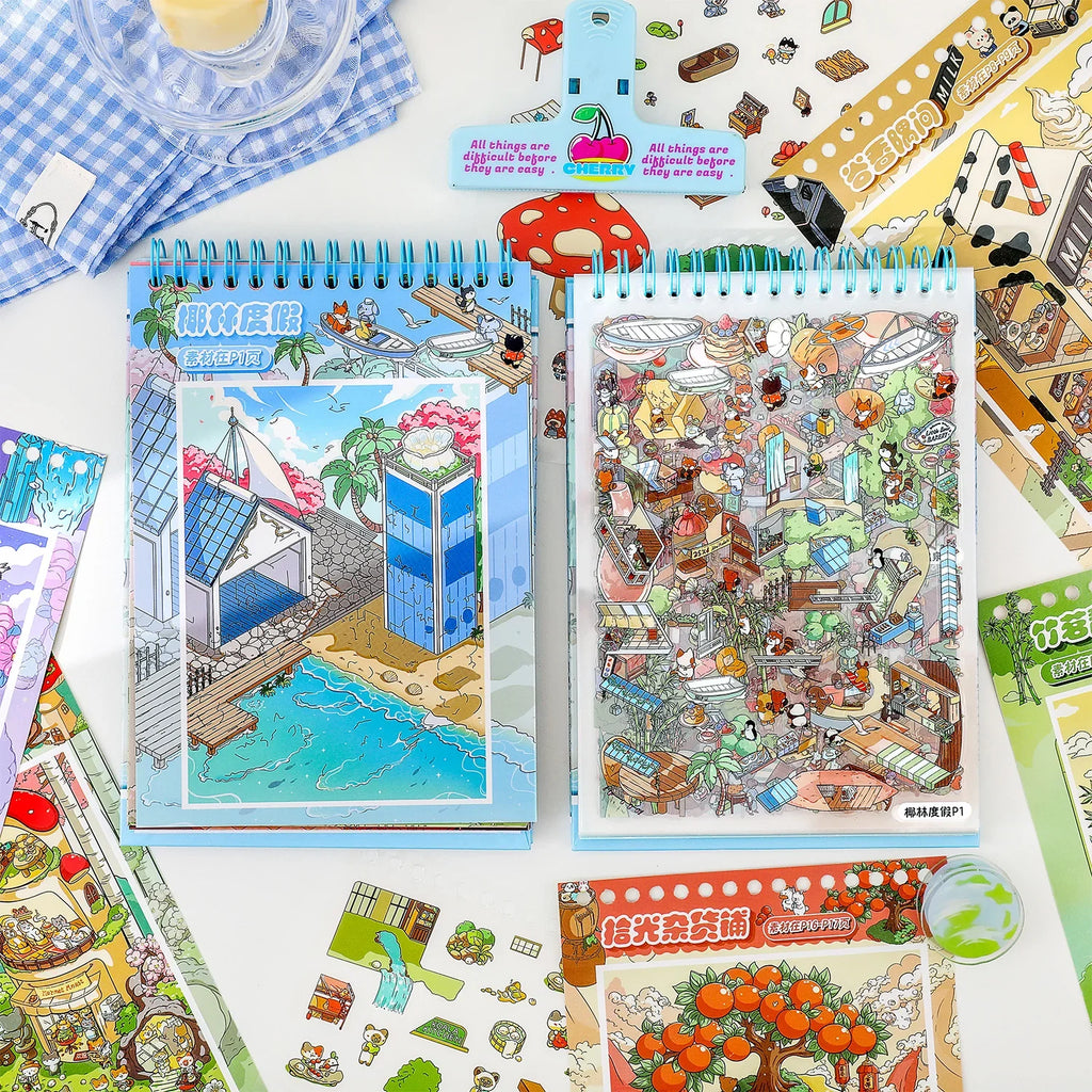 47-Pc Miniature Scene Stickers – DIY Journal & Handbook Decor Decorative Sticker Set Qme