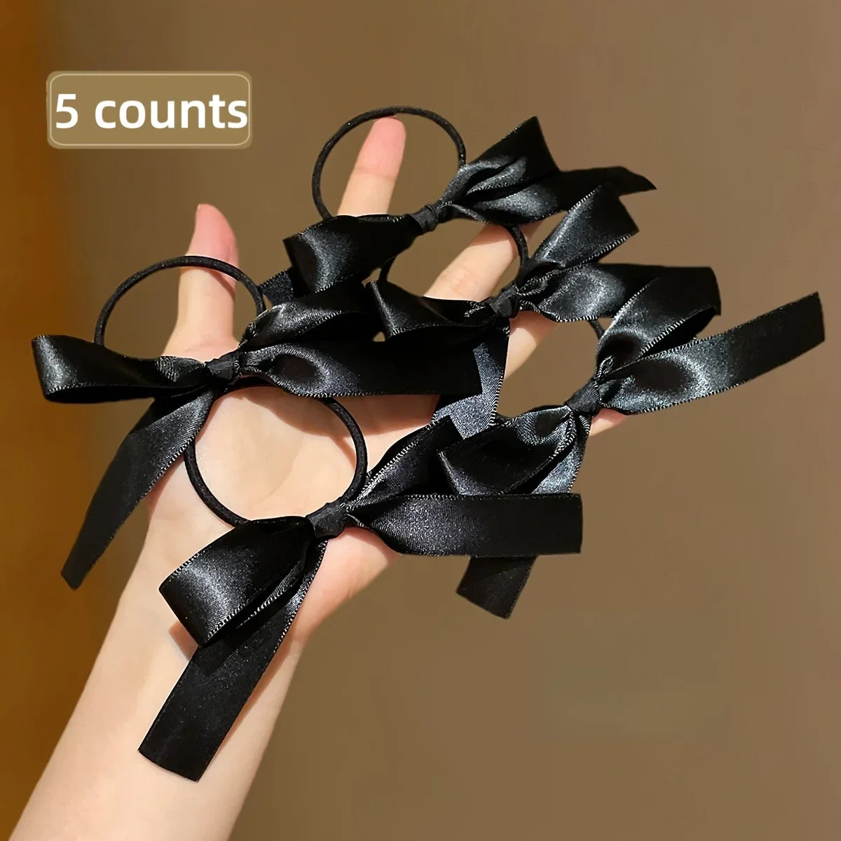 Women's Cute Black Bow Hair Tie | Everyday Style Bow Hair Tie Qme 5PCS