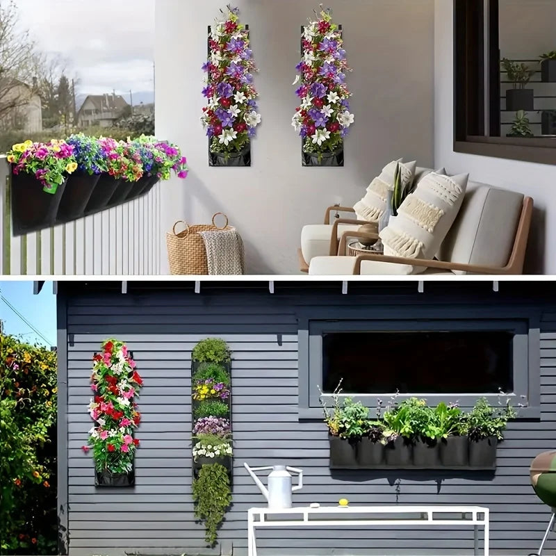7-Pocket Vertical Wall Planter – Hanging Herb & Flower Pots Vertical Wall Planter Qme