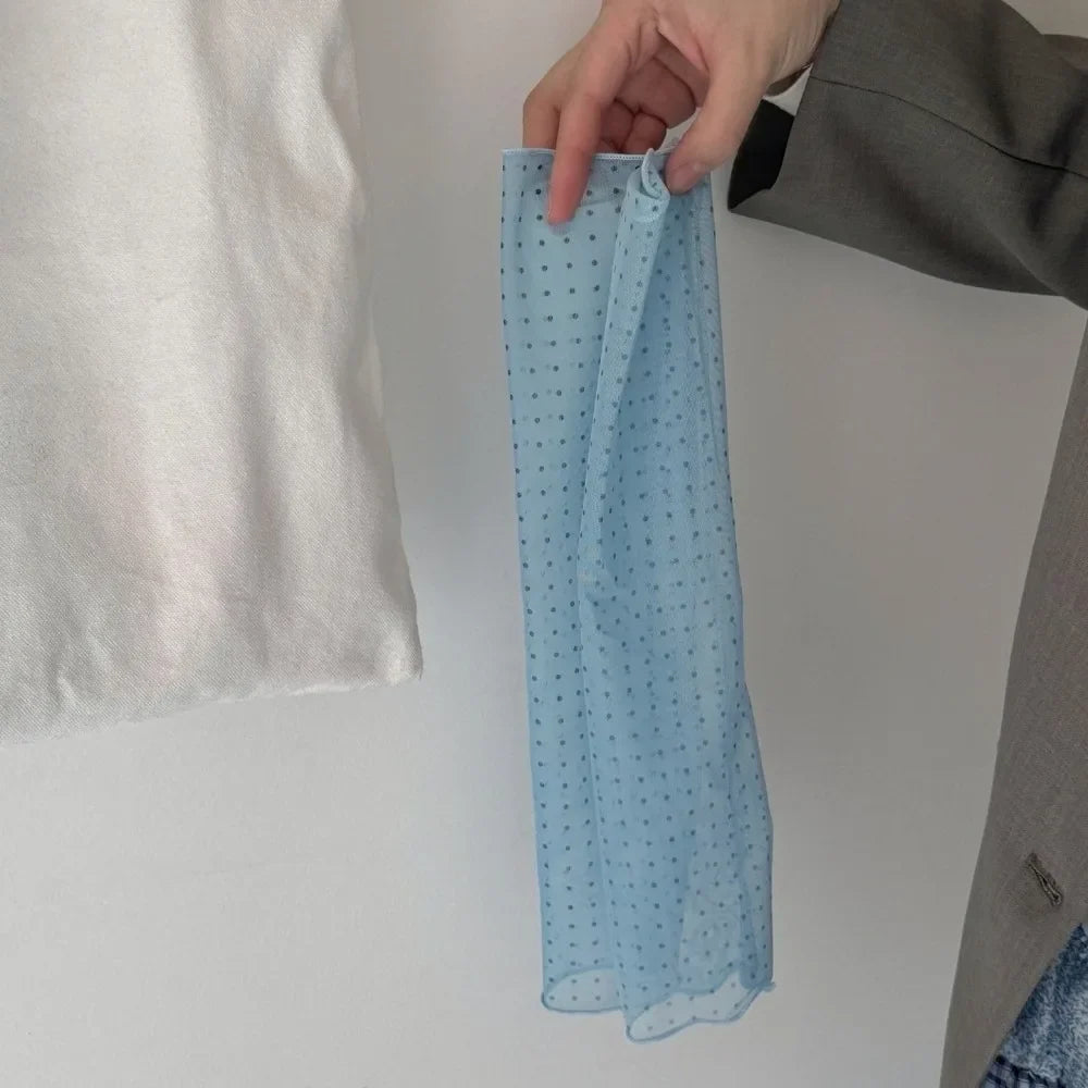Polka Dot Ruffle Boot Cuffs Y2K Harajuku Leg Sleeves 4 Colors Ruffle Boot Cuffs Qme Blue One Size