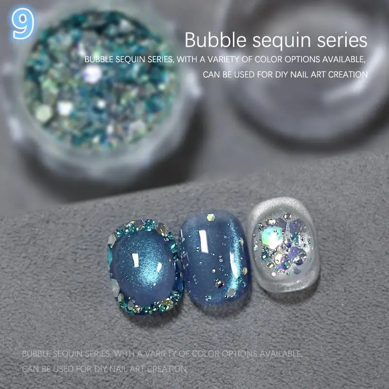 Hexagonal Glitter Sequin Nail Art Jar – Bubble & Mixed Glitter Nail Art Glitter Qst 9