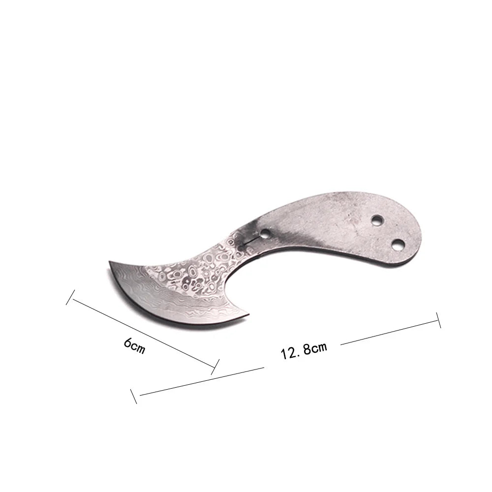 Damascus Steel DIY Knife Blank – 6.5" Fixed Blade Camping Knife DIY Knife Blank Qst