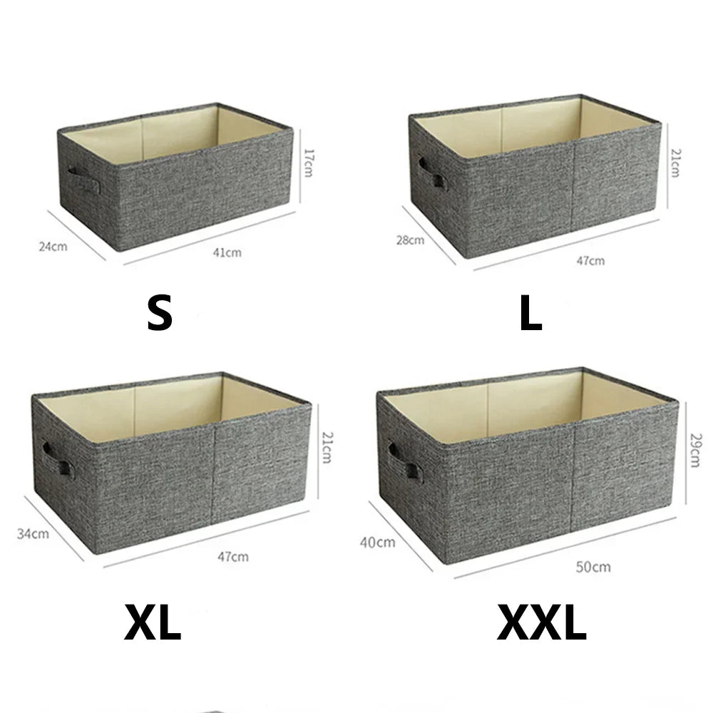 Foldable Cotton Linen Storage Box | Double-Door Drawer Organizer Fabric Storage Organizer Qme