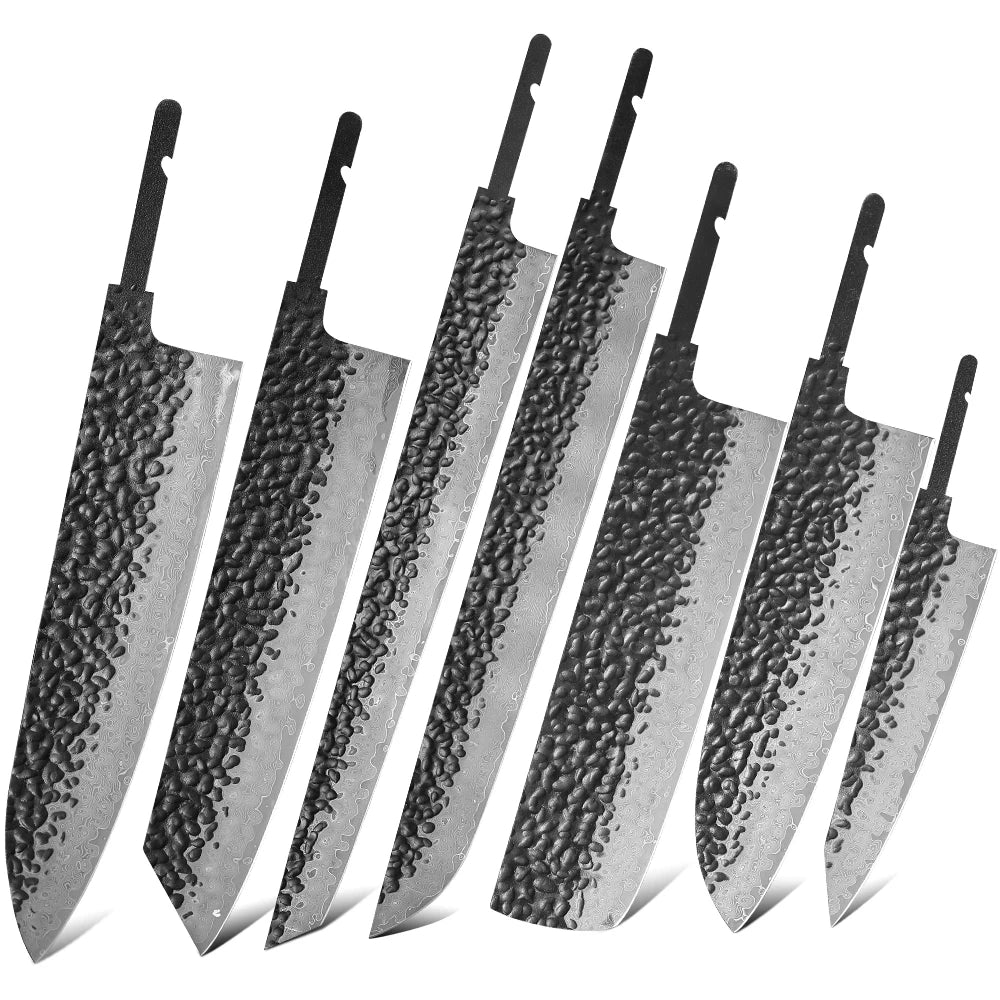 TURWHO Damascus VG10 Blank Blade Set – DIY Kitchen Knives Knife Blank Set Qst H7PCS-DP