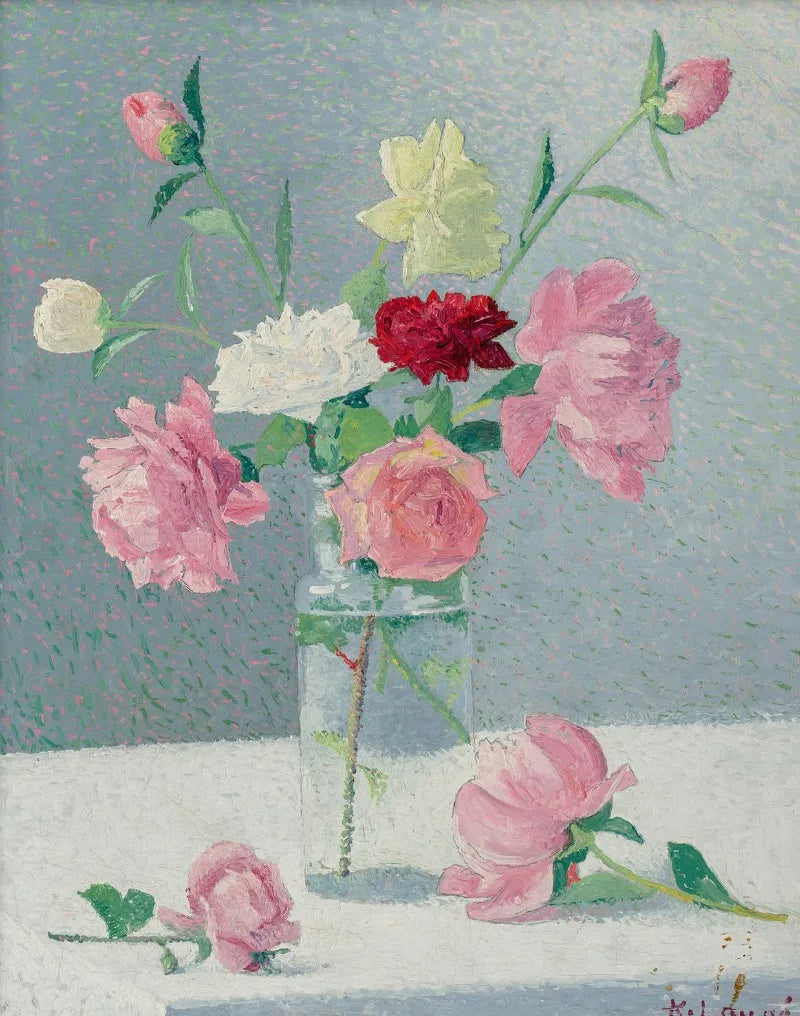 Pink Roses Floral Canvas Wall Art – Botanical Poster Print Canvas Wall Art Qst 3 50x70cm Unframed