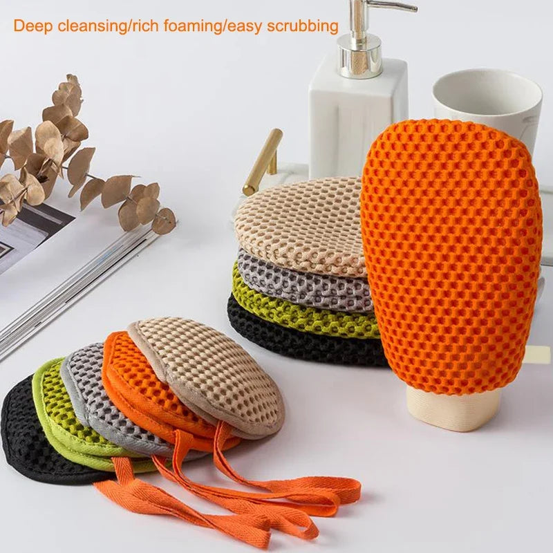 2-in-1 Bath Loofah Glove | Double-Sided Exfoliating Scrub Mitt Bath Exfoliating Glove Qme