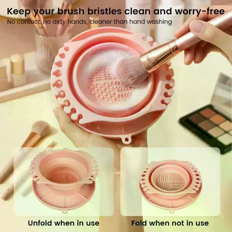 3-in-1 Silicone Makeup Brush Cleaner Bowl & Holder | Qme Makeup Brush Cleaner Qme
