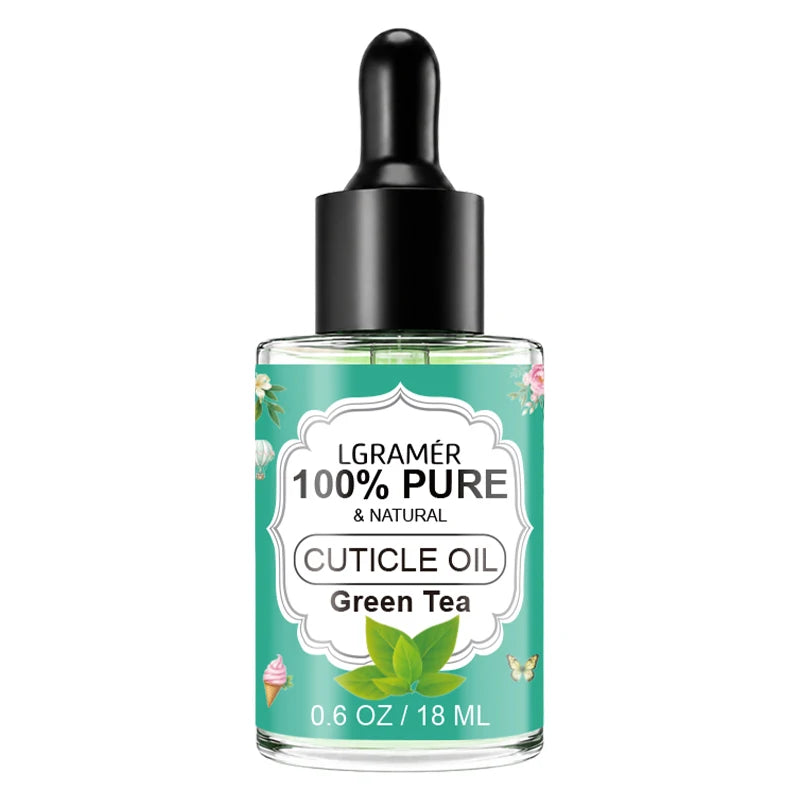LGRAMER 18ml Cuticle Oil Nail Treatment – 6 Scents Cuticle Oil Qst Green tea-1pcs