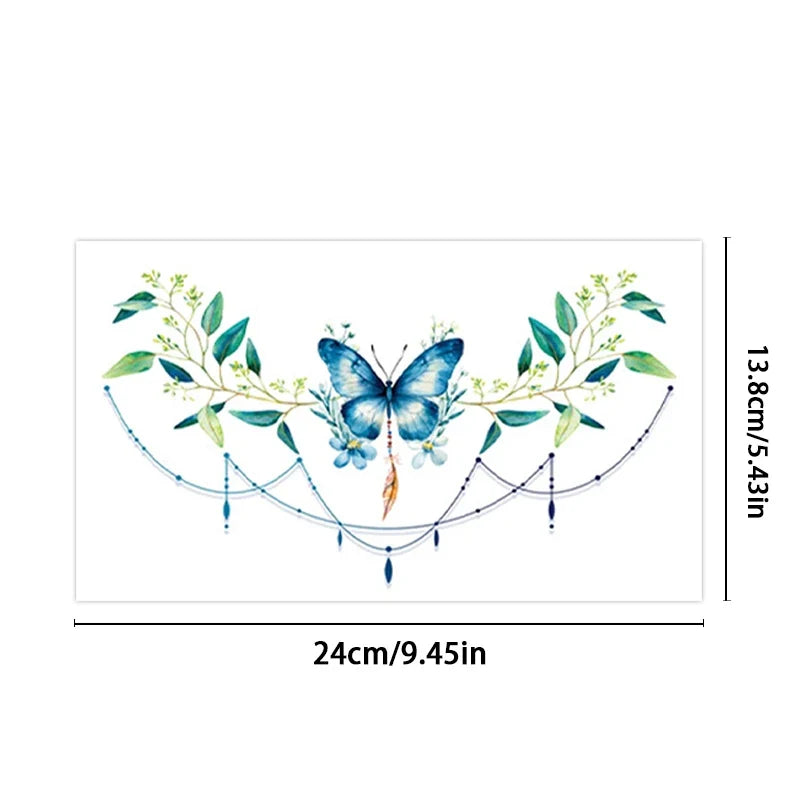 Large Colorful Flower Temporary Tattoo – Chest Body Art Temporary Body Tattoo Qme BC-069