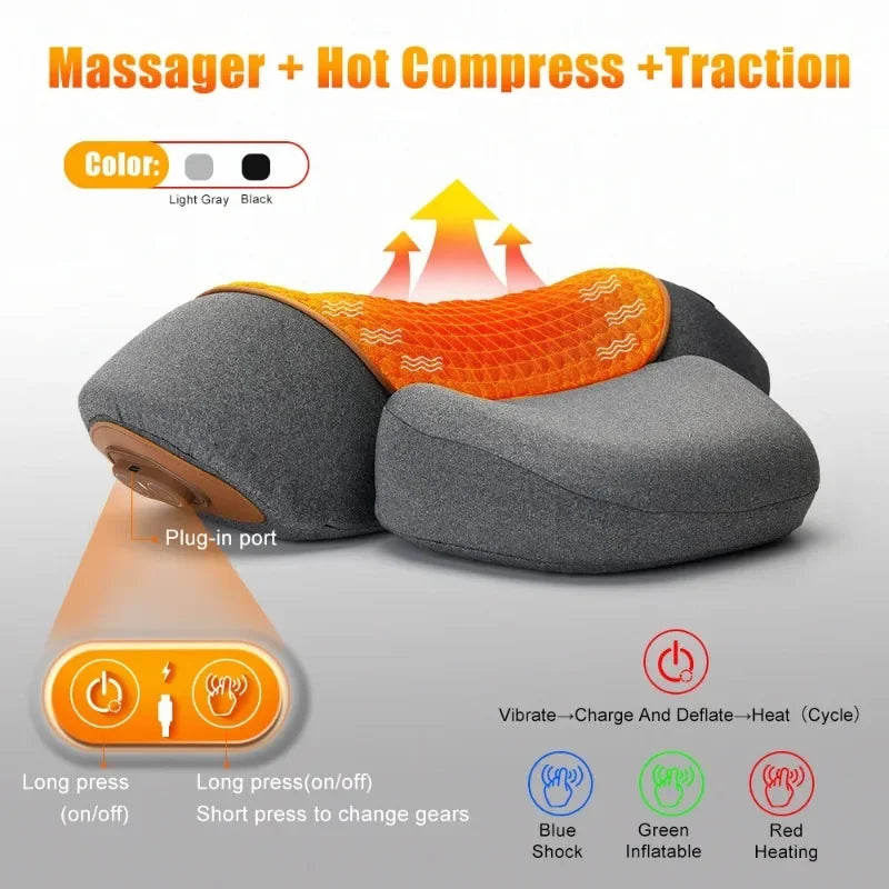 PAQIN Neck Massager Pillow – Heating Vibration Cervical Support Neck Massager Pillow Qst