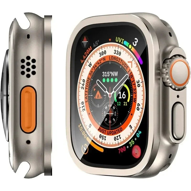 Apple Watch Ultra 2 49mm Tempered Glass Screen Protector Metal Frame Watch Screen Protector Qme