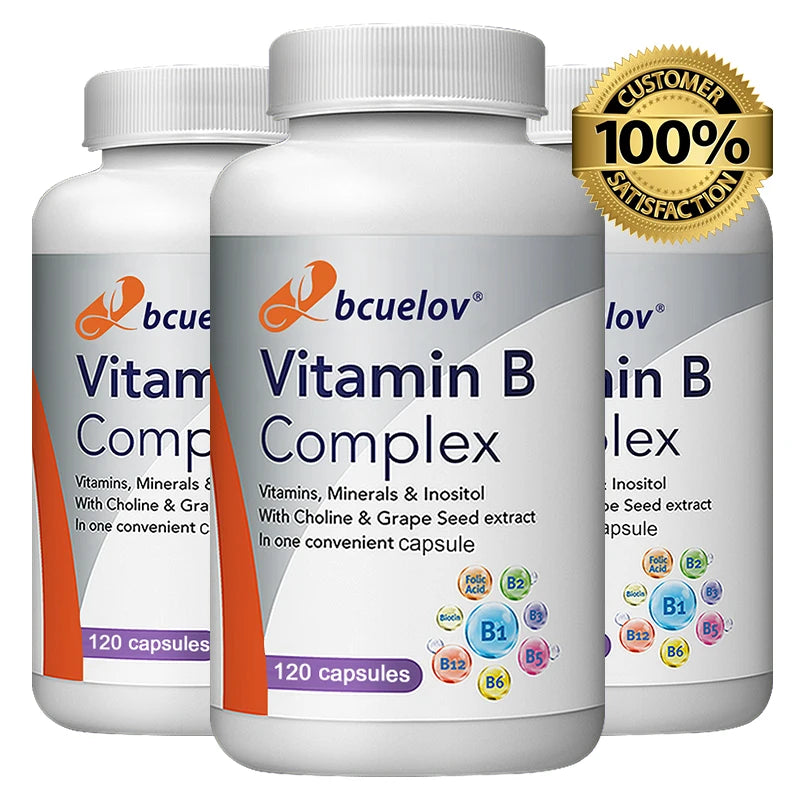 Vitamin B-Complex Capsules B1–B12 + Biotin + Folic Acid 6000mcg B-Vitamin Supplement Qst
