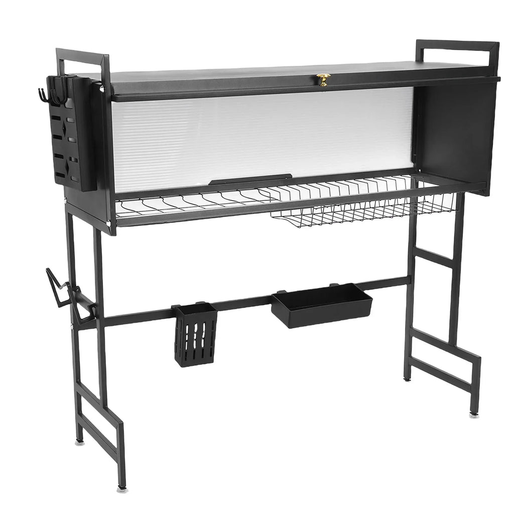 2-Tier Over-Sink Dish Drying Rack | Carbon Steel Space Saver Over-Sink Dish Rack Qme