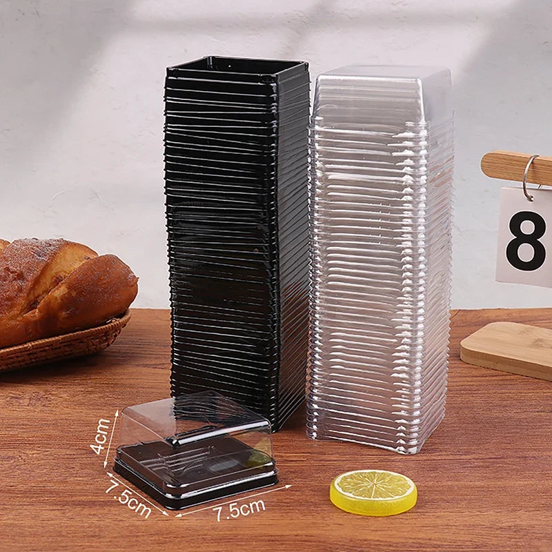 Transparent Square Plastic Muffin & Dessert Packaging Boxes Dessert Packaging Box Qme 100g Black