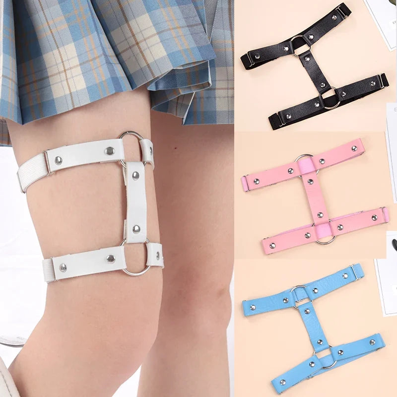 Women's Gothic Garter Belt – Punk Harajuku PU Leather Style Gothic Garter Belt Qme