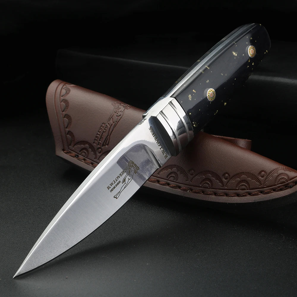 XUAN FENG M390 Fixed Blade Knife – Bull Bone Handle HRC59 Fixed Blade Knife Qst