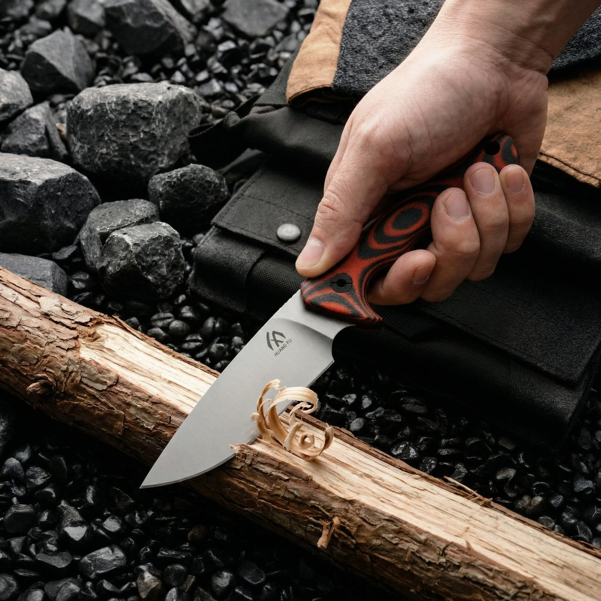 HUANGFU Full Tang Fixed Blade Knife with Sheath – Outdoor Fixed Blade Knife Qst