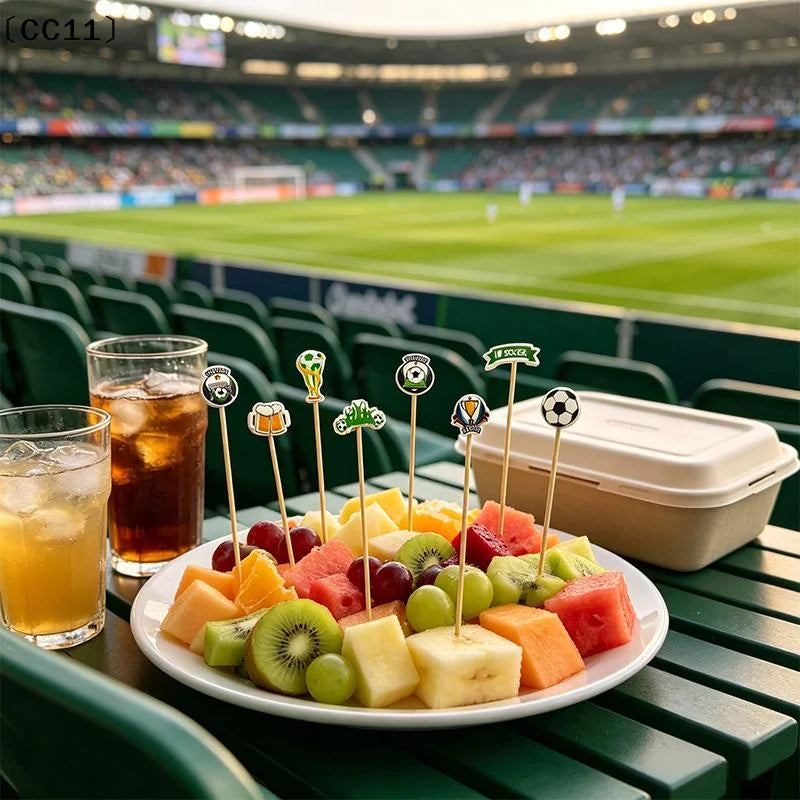 Soccer Bamboo Fruit Picks – Eco-Friendly Disposable Skewers Decorative Food Picks Qme