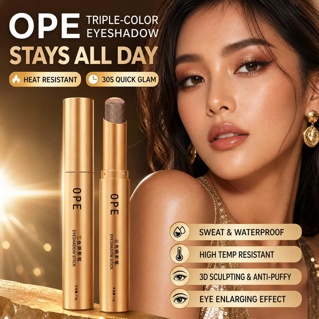 OPE Triple Eyeshadow Stick – 3 Gradient Shades, Matte & Shimmer Eyeshadow Stick Qme