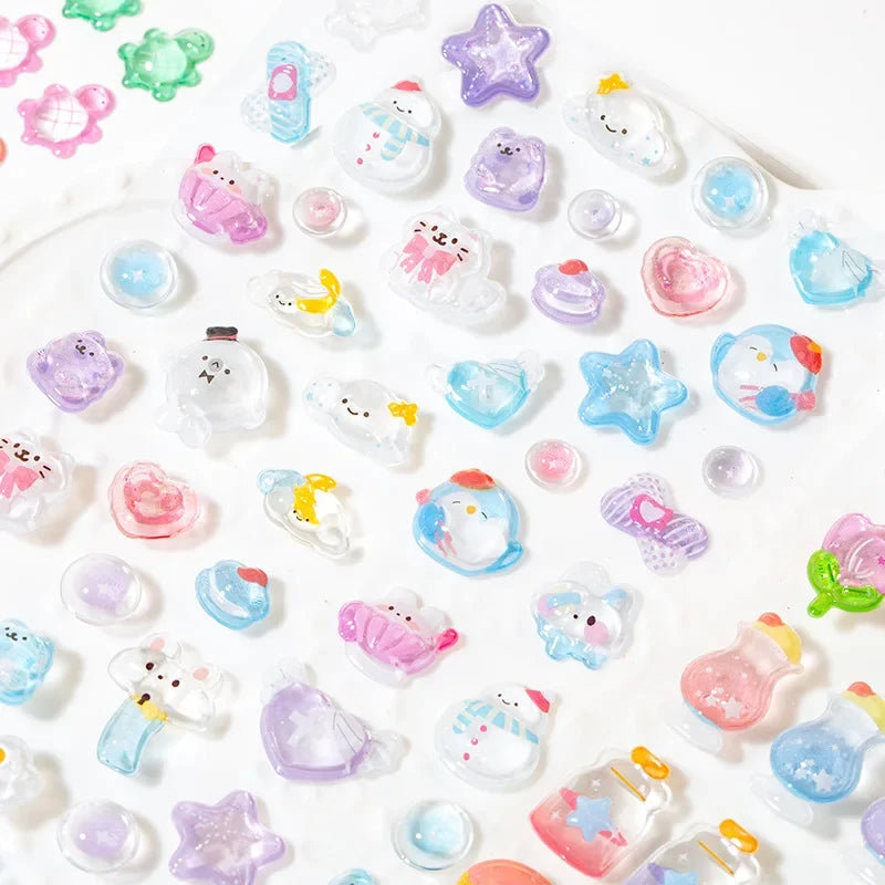 3D Puffy Jelly Candy Stickers – Wobble Sensory DIY Craft Sheet Craft Sticker Sheet Qme