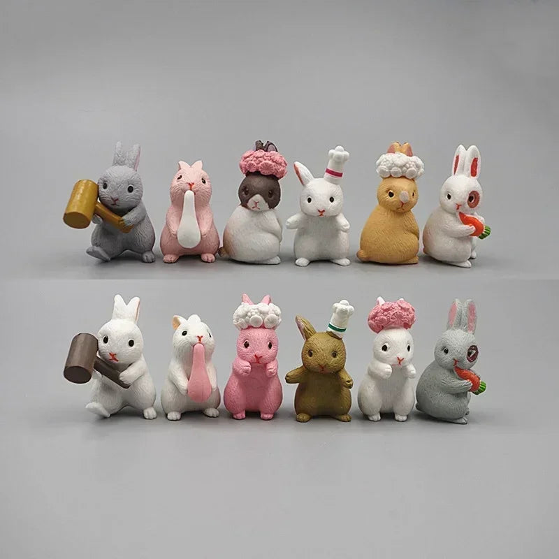 Cute Mini Rabbit Figurines – Miniature Bunny Desk Ornament Miniature Figurine Qme A