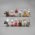 Cute Mini Rabbit Figurines – Miniature Bunny Desk Ornament Miniature Figurine Qme A