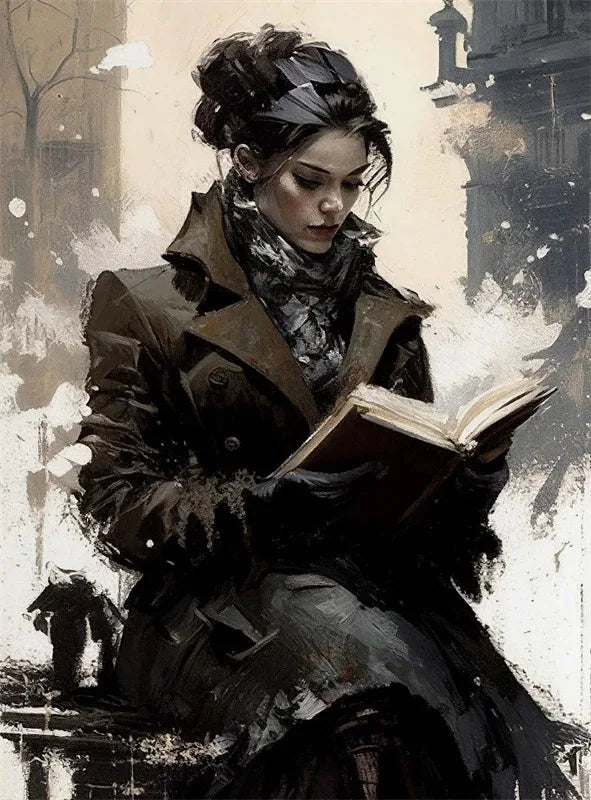 Woman Reading Retro Canvas Print – Lady Portrait Wall Art Décor Canvas Wall Art Qst 1 20x30cm Unframed