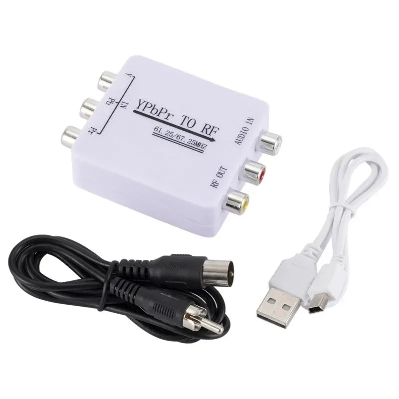 YPbPr to RF Audio Converter | Single Wire Signal Transmission AV Signal Converter Qme WHITE