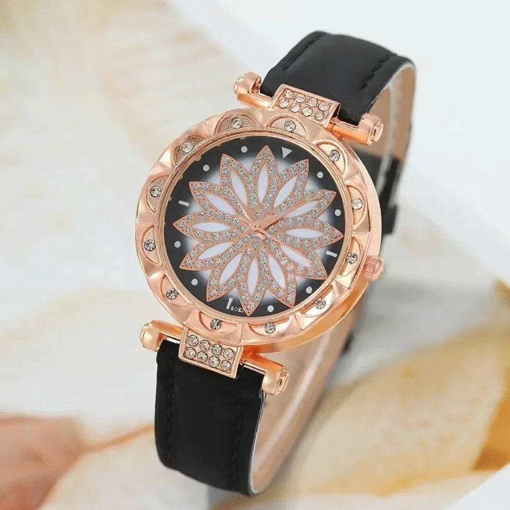 Women's Round Quartz Watch & Jewelry Set – 4 Colors Women's Watch Set Qme