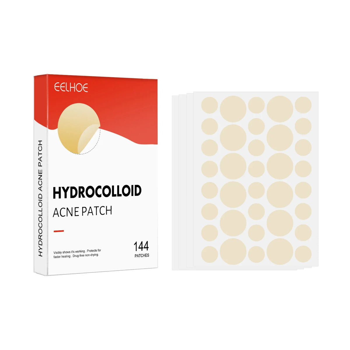 Hydrocolloid Acne Patches – 2 Sizes, Invisible & Makeup-Friendly Acne Patches Qme 144pcs Boxed