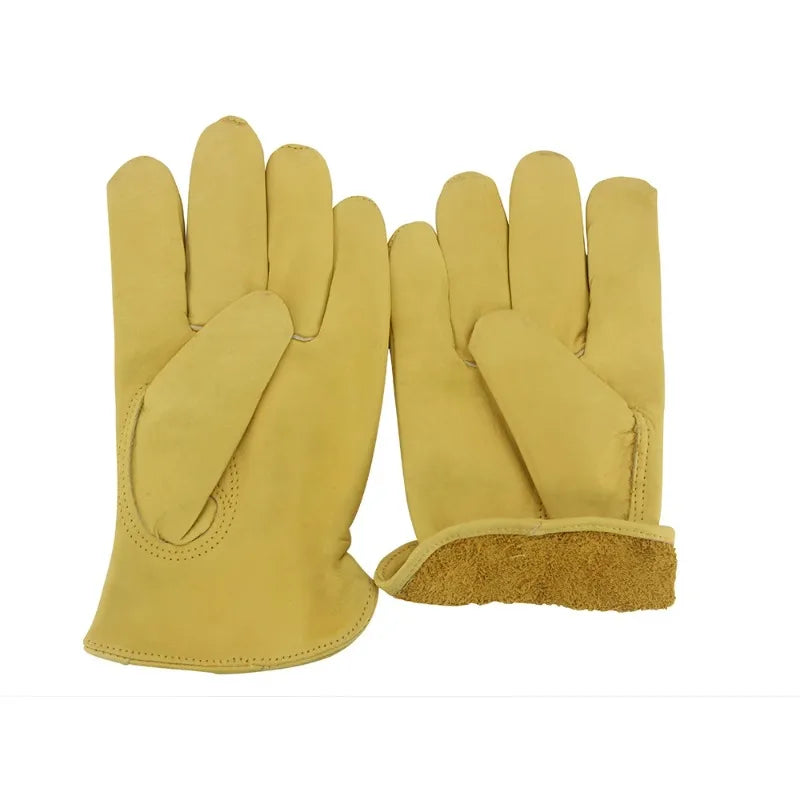 Golden Full Cowhide Winter Gloves – Insulated & Anti-Slip Insulated Work Gloves Qme