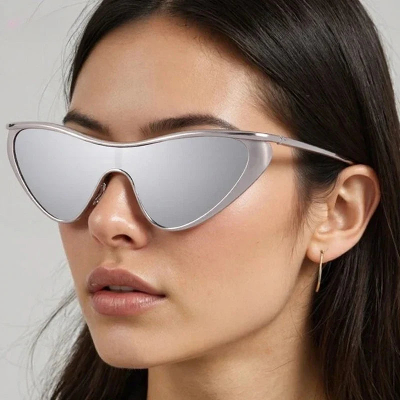 Vintage Cat Eye Sunglasses Women Y2K Punk UV400 Shield Cat Eye Sunglasses Qme