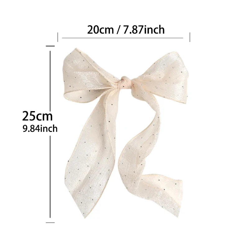 Chiffon Bow Hair Clip | Elegant Ribbon Ponytail Clip Bow Hair Clip Qme