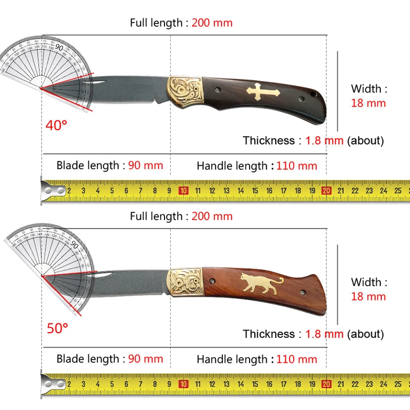 Folding Kitchen Knife – Stainless Steel Blade & Wood Handle Folding Kitchen Knife Qst