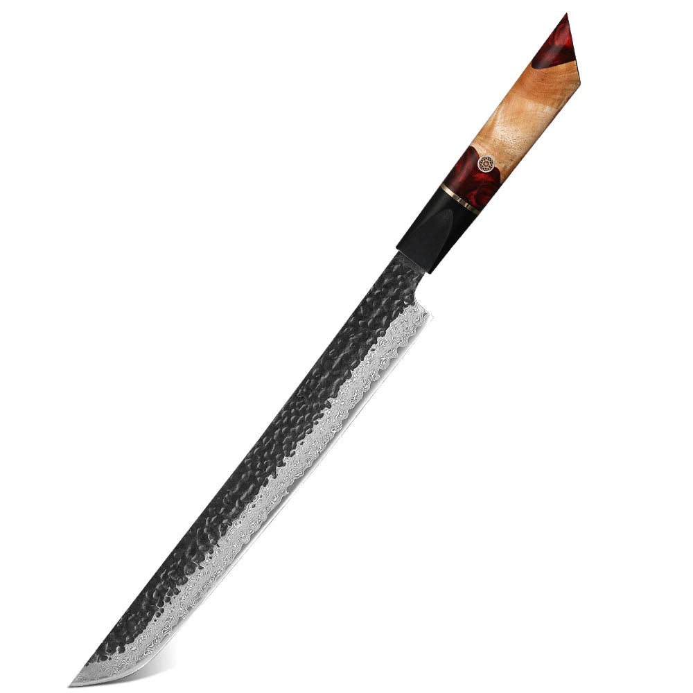 TURWHO Damascus Steel Sashimi Slicing Knife 10.5" DIY Handle Damascus Kitchen Knife Qst Resin 9 10.5 inch