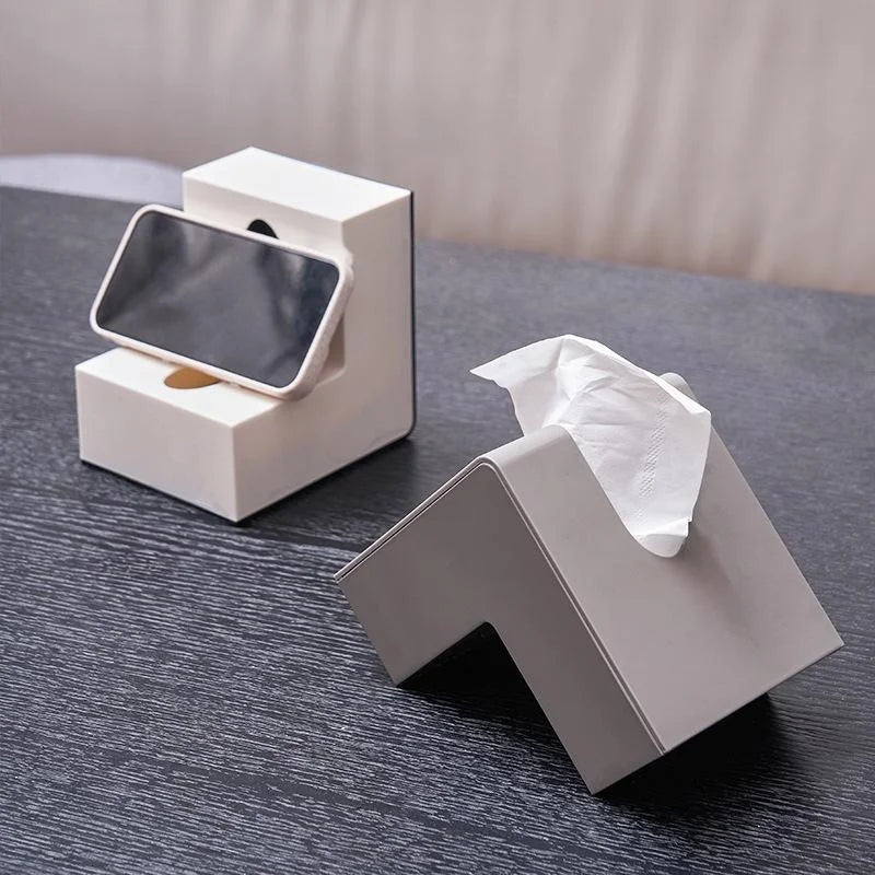 L-Shaped Tissue Box Holder with Phone & Book Stand Tissue Box Holder Qme