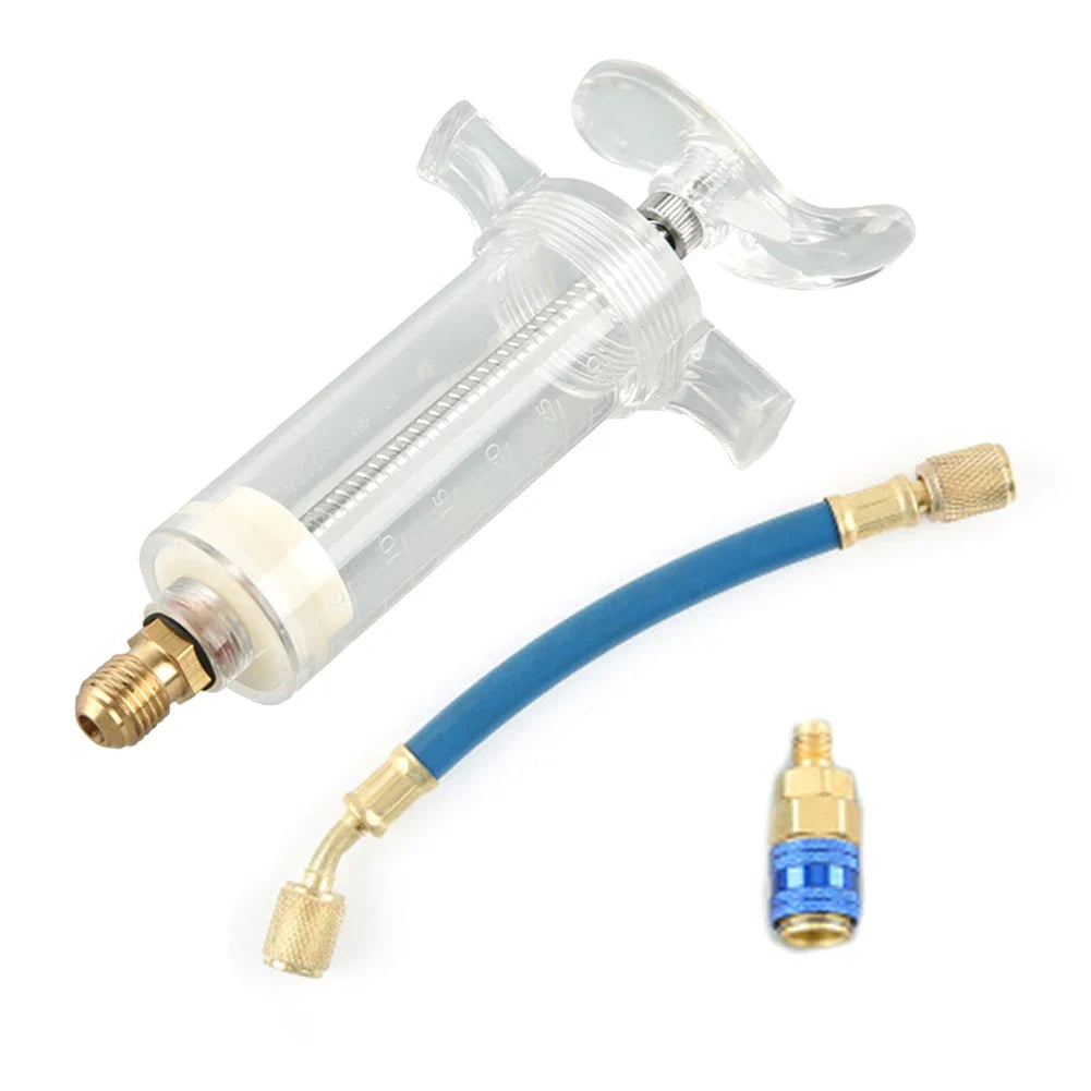 Car A/C Oil & Dye Injector R-134a Low Side 1/4 SAE Quick Coupler A/C Injector Tool Qme