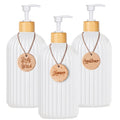 Bamboo Pump Refillable Soap Dispenser 500ml – 5 Colors Soap Dispenser Qme 3pcs white