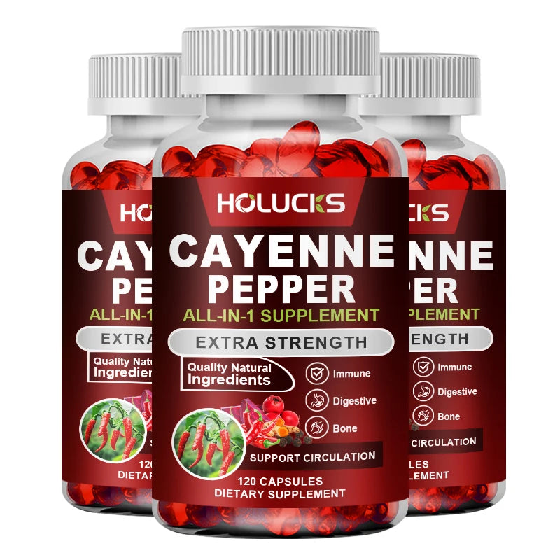 Cayenne Pepper Supplement with Organic Beet & Hawthorn | 60 Caps Herbal Supplement Qst 120pcs - 3 BOX