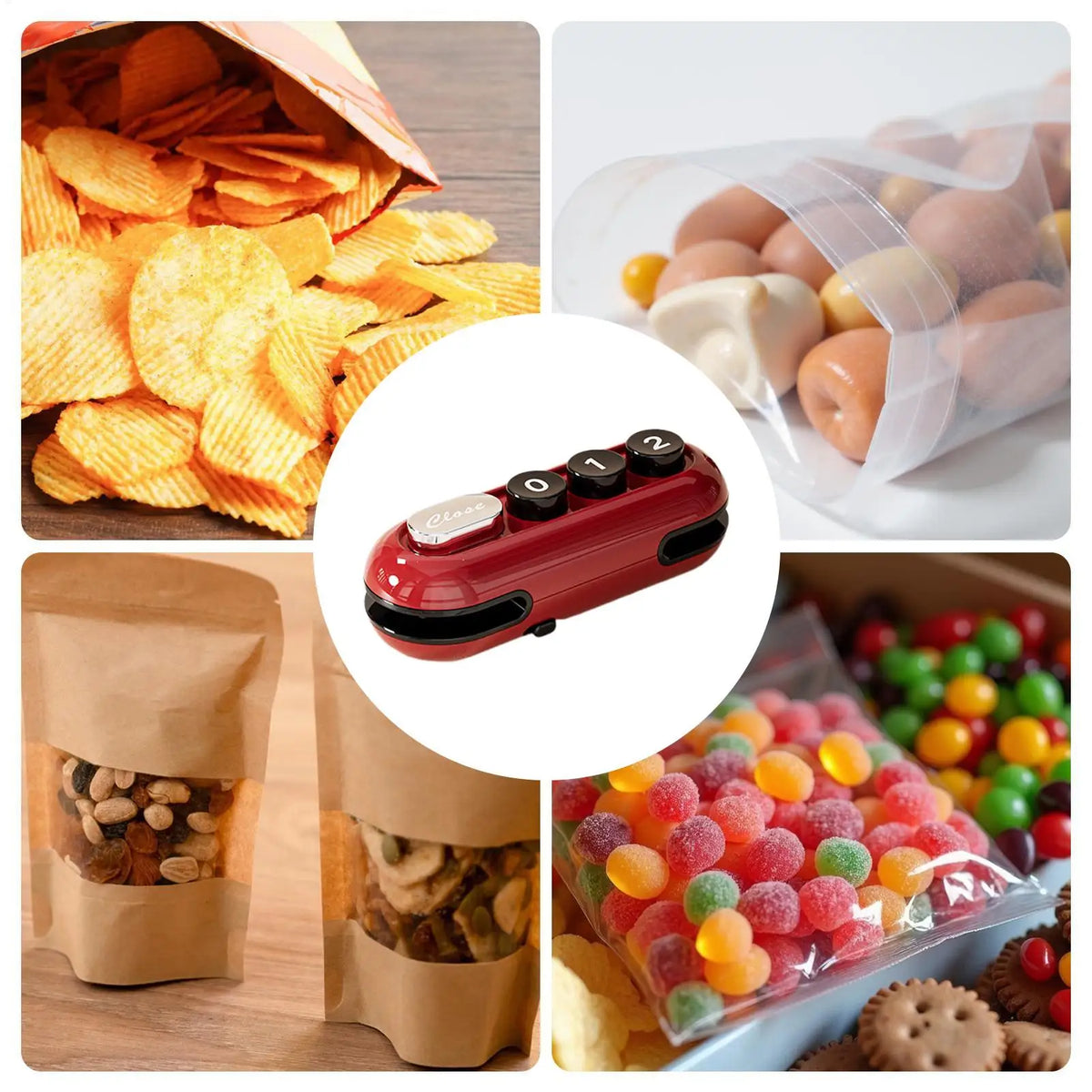 Rechargeable Bag Sealer & Cutter with Magnetic Fridge Clip Bag Sealer Cutter Qme