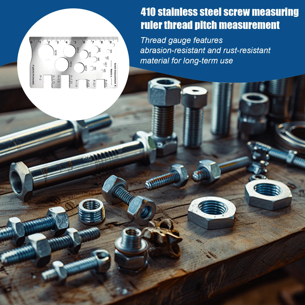 Stainless Steel Thread Gauge – Screw Pitch Bolt Measuring Ruler Thread Gauge Ruler Qst