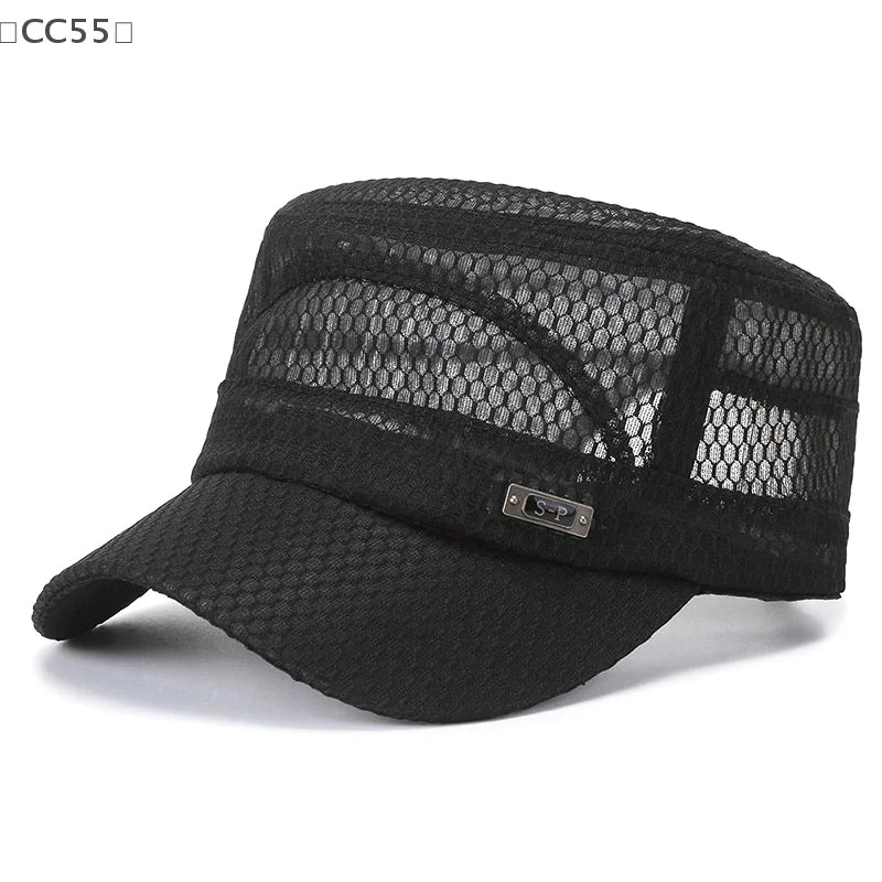 Men's Mesh Snapback Cap – Breathable Flat Top Trucker Baseball Hat Snapback Baseball Cap Qst