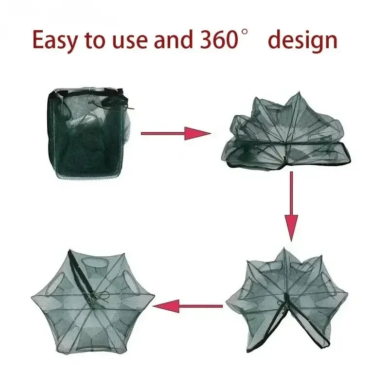 Folding Mesh Fishing Trap Net – Crayfish Crab Shrimp Catcher Fishing Trap Net Qme