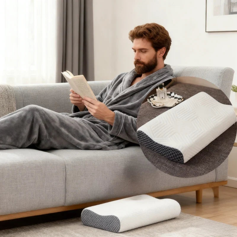 Breathable Neck Pillow for Side, Back & Stomach Sleepers Neck Sleep Pillow Qme GRAY