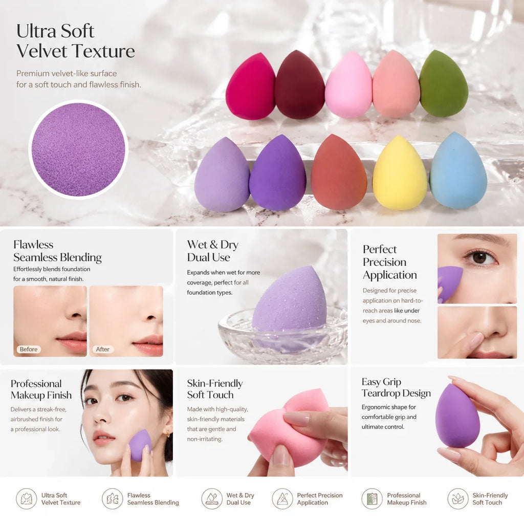 10 Mini Mixed Makeup Sponges & Puffs – DIY Concealer Tools Makeup Sponge Set Qme