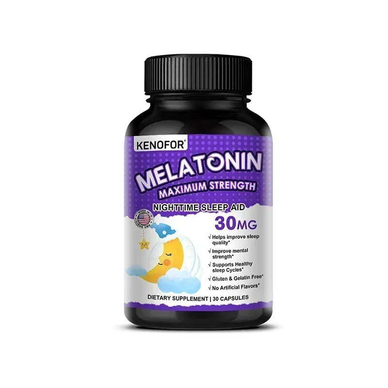 VITALXTRA Melatonin 30mg Capsules – Natural Sleep Support Sleep Support Supplement Qst 30 count-1 bottle